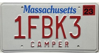 99 CENT SALE 2023 Massachusetts CAMPER License Plate #1FBK3 No Reserve