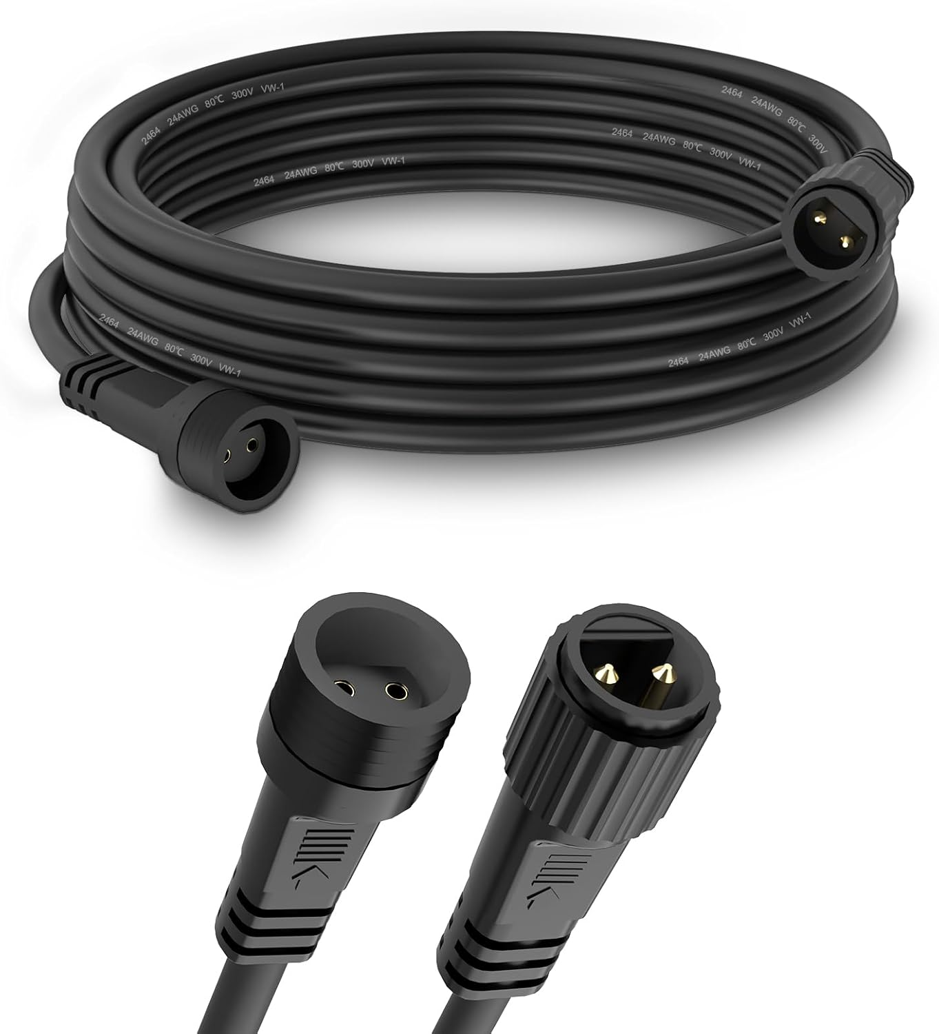 5M/16.4Ft Extension Cable, 2 Pin IP65 Waterproof Outdoor Festoon Lights Extens