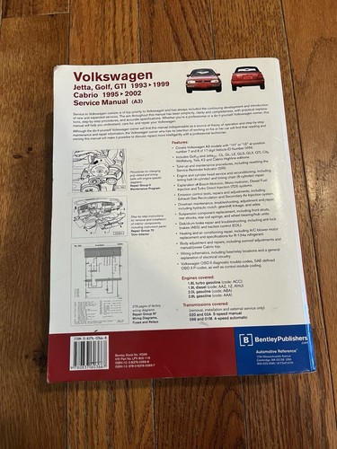 Volkswagen Jetta, Golf, GTI, Cabrio Service Manual, 1993-1999 : Including Jetta - Picture 4 of 4