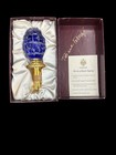 Faberge Wine Stopper, Cobalt Cut to Clear with Gold-Colored Accents w/ box — photo 1