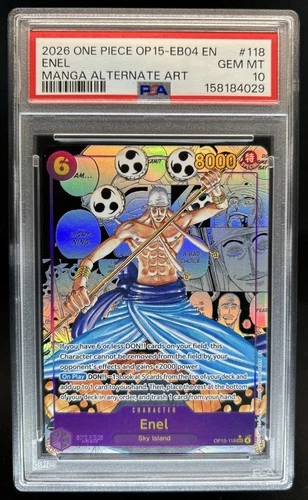 2026 One Piece Adventure on Kami's Island Enel Manga Art Alt #OP15-118 PSA 10