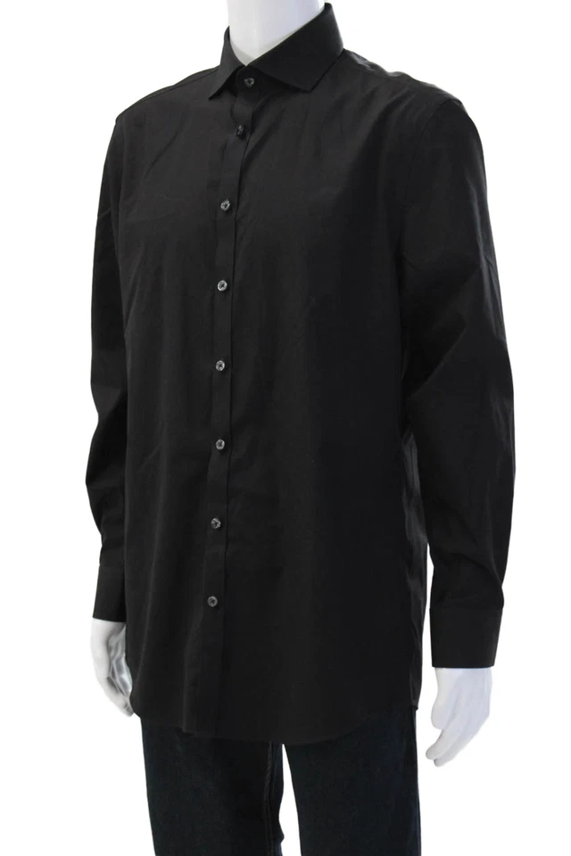 Camisa de vestir Charles Tyrwhitt para hombre de algodón extra ajustada negra lisa talla 16,5 Foto 2 de 4