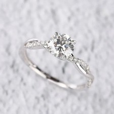 3 CT Excellent Round Cut Twisted Moissanite Engagement Ring 925 Sterling Silver