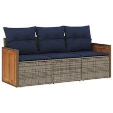 Patio Sofa Set Black, Blue vidaXL