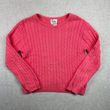 Lilly Pulitzer Girls 12 Pink Cable Knit Cotton Sweater Preppy Coastal Classic