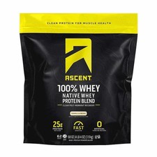 Ascent 100% Whey, Native Whey Protein Blend, Vanilla Bean, 4.25 lbs 16.91 per gallon