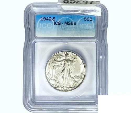 1942-S Walking Liberty Half Dollar Coin ICG MS66