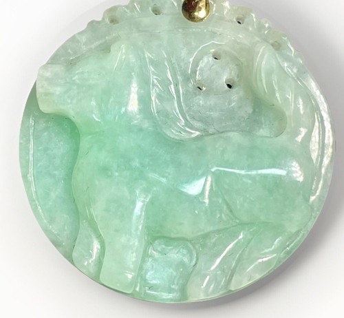 apple green jade pendant 14k Gold