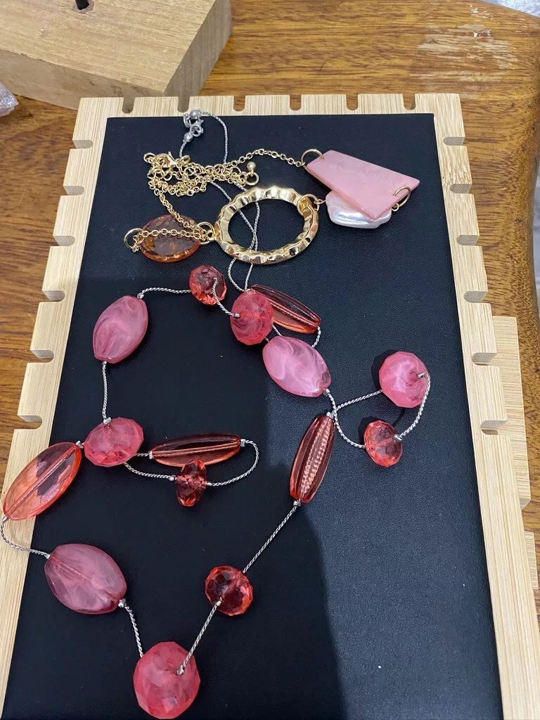 vintage modern costume jewellery in the pink necklace bundle JW866