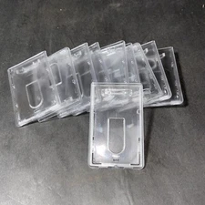 10Pcs ID Card Badge Holder Hard Plastic Protector Vertical Clear Protective Case