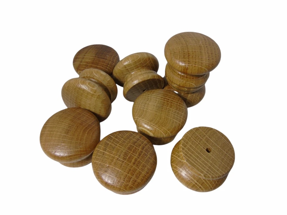 35mm OAK Solid Wood Wooden KNOBS lacquered handle drawer cupboard furniture - Image 2 of 4