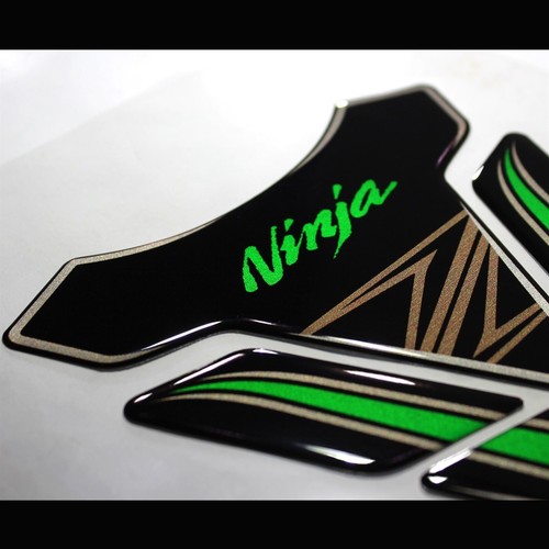 Ninja Logo 3D Gas Tank Pad+ Fuel Cap Cover Sticker ZX-6R/10R/14R/650/Z1000 Green - Picture 7 of 10