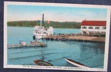 ca1930 Lake Winnepesaukee New Hampshire Steamer Mt Washington The Weirs Postcard
