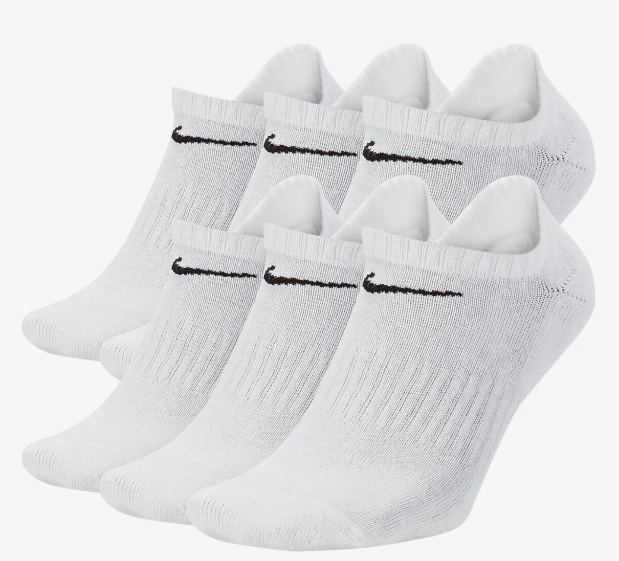 Nike Everyday No Show Lightweight DRI-FIT Socks 6 PAIRS COLOR: White SX7679-100