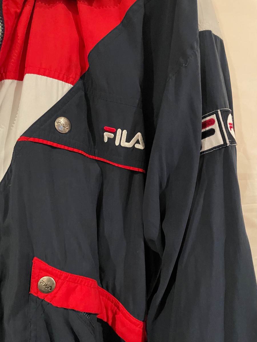MENS FILA VINTAGE TRACK SUIT JACKET RED WHITE BLUE SZ XL | eBay