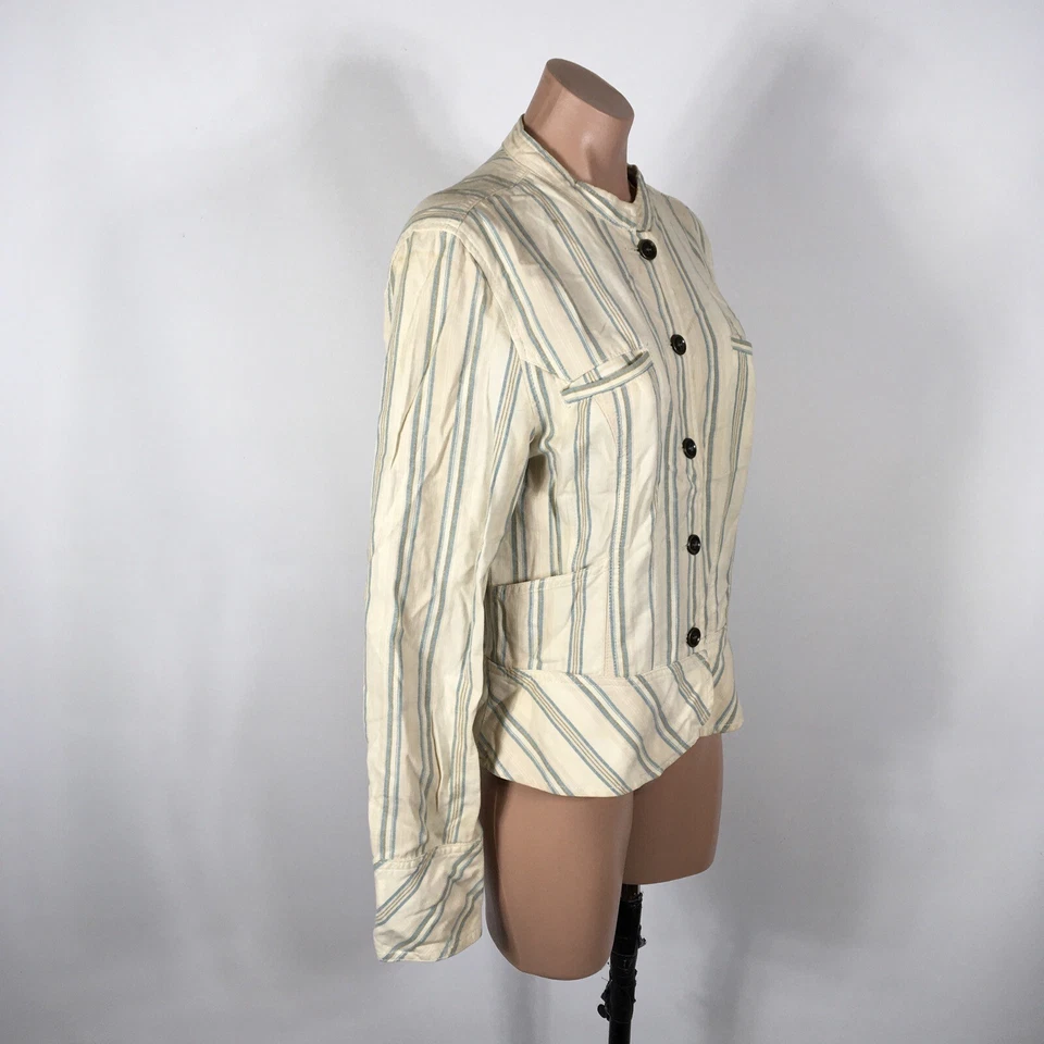 Chaqueta Blazer De Colección Años 90 Calvin Klein Marfil Rayas Estructurada Talla L Botón Delantero Foto 4 de 4