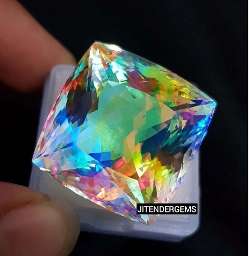 52 Karat Regenbogenfarbe mystischer Quarz Kissen geschnitten natürlicher loser Edelstein - Bild 2 von 4