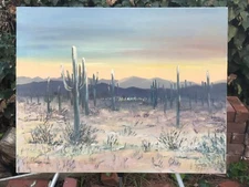 SUSHEEL SOOD Original ABSTRACT DESERT LANDSCAPE MID CENTURY MODERN ART Oil Canva