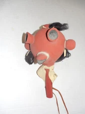 VINTAGE Native American Hopi Gourd Mud Head Rattle  Excellent 10"