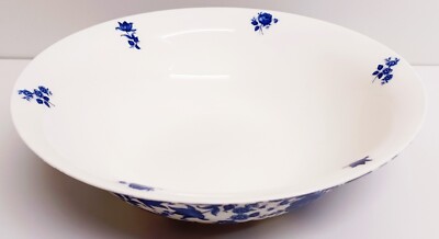 Delfter Blau Schale groß 24 cm Bone China Blumen Floral Salat Pasta Servierschale