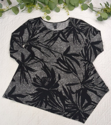 Clara Sun Woo Womens Black and White 3/4 Sleeve Blouse Dress Size L Made in USA