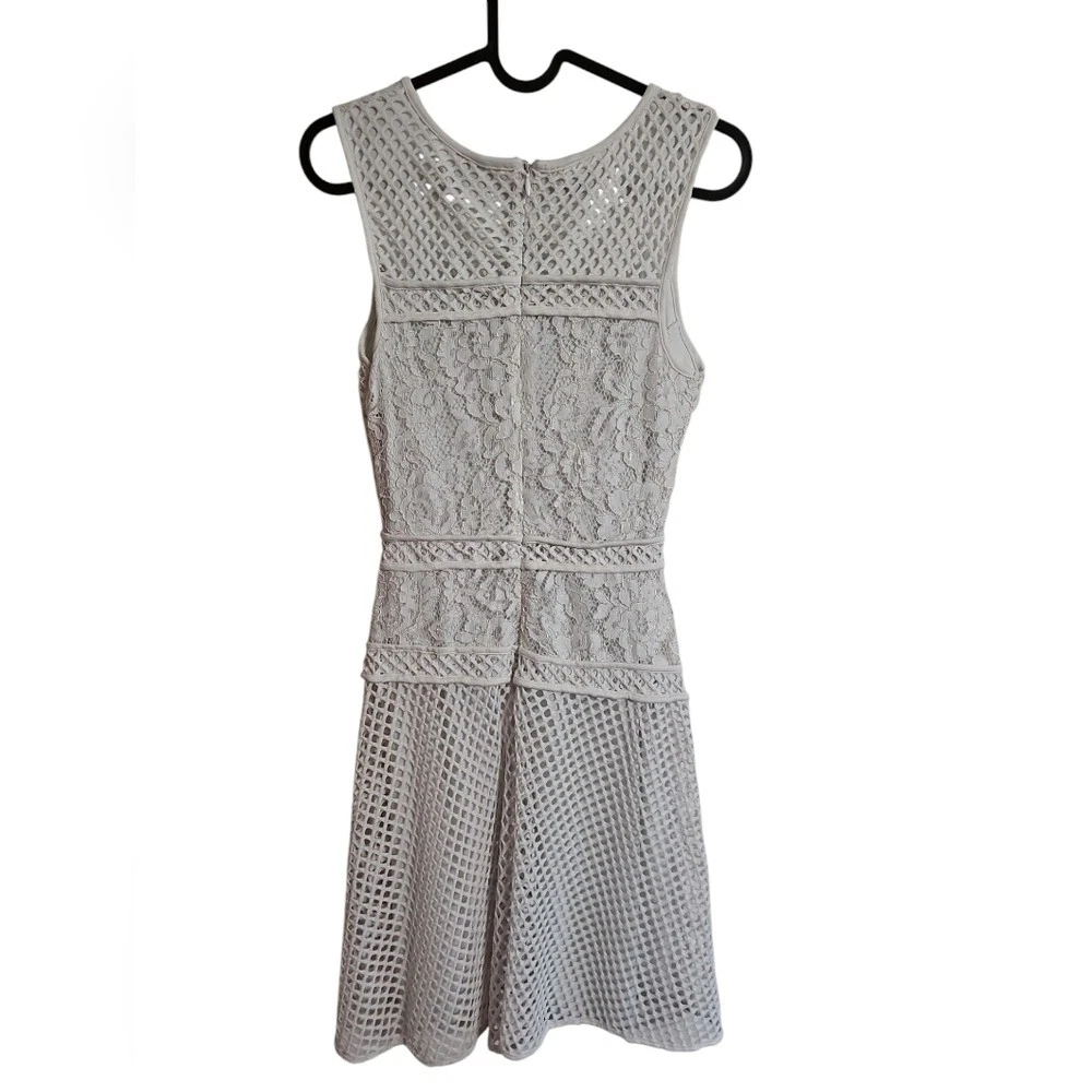 OFF WHITE Abito svasato Cato foderato all'uncinetto tennis fit taglia 4 bianco sporco preppy pizzo costiero