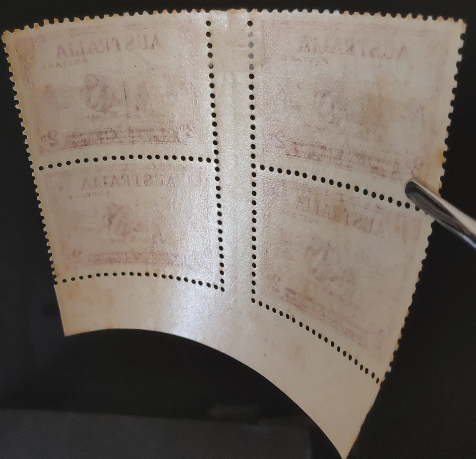 AUSTRALIA. GV. 1934. Capt. Macarthur 2d Ash imprint block of 4. Fine mint. - Image 3 of 3