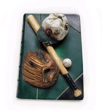 S.S. Sarna Sculpture Figurine depicting a Baseball Bat Ball glove & hat Rare 