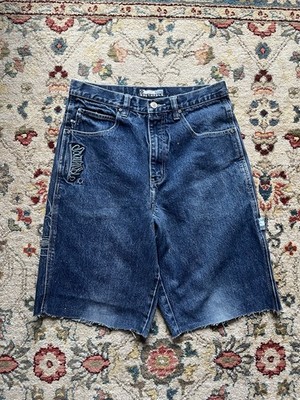 vintage southpole bboy embroidered y2k baggy cut off jean shorts