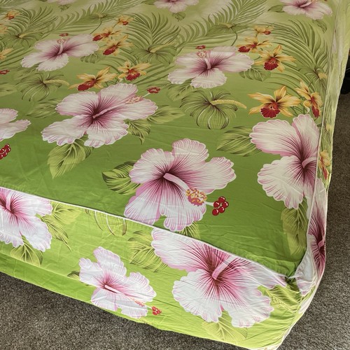 Vtg Daybed RV Mattress Futon Slipcover 66"x84" Hibiscus Tropical Floral 19" Drop