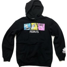 Peanuts Comic Strip NEON Hoodie size S Snoopy Joe Cool Skateboard Woodstock