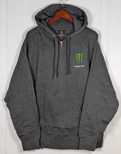 Monster Energy Official Full Zip Hoodie Sweatshirt Gray Mens Size 2XL NEW 2025
