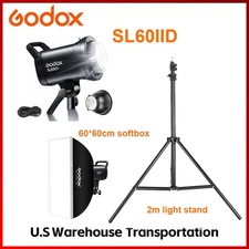 US Godox SL60IID 70w LED COB Video Light with 60*60cm softbox +light stand KIT