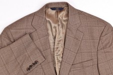 Brooks Brothers 346 Madison Fit Tan Wool Windowpane Blazer Jacket 40 R