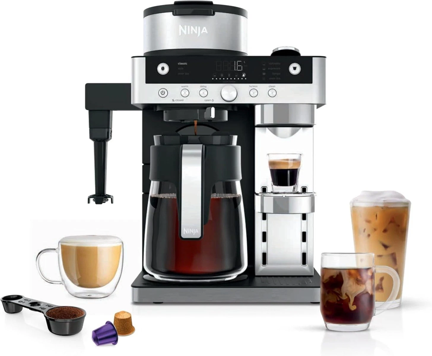 Ninja CFN802UK Espresso & Filter Coffee Machine - Silver / Black