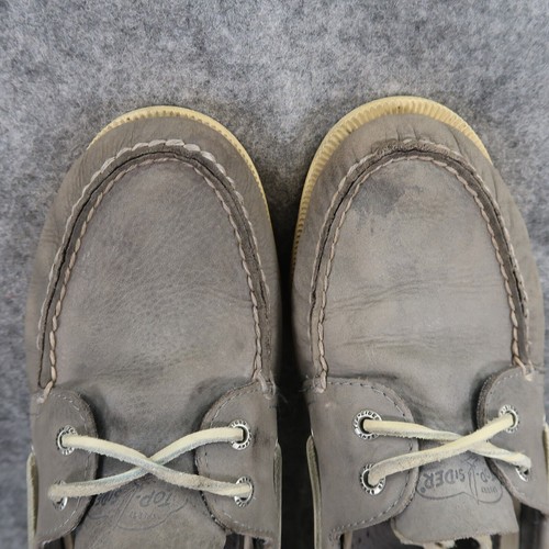 Sperry Herren 8 Top Sider Bootsschuhe Klassisch Leder Lifestyle Preppy 2 Augen Grau - Bild 8 von 14