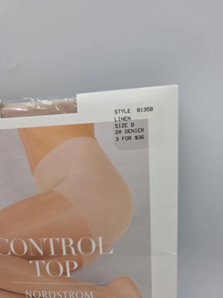 Nordstrom Control Top Pantyhose 20 Denier, Women's B In Color Linen NWT - Image 2 of 3
