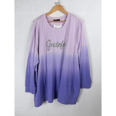 Lane Bryant Pink Purple Ombre Grateful Graphic Sweatshirt 26/28 - Image 1 of 4