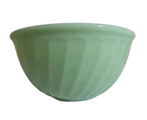 Vintage Fire King Oven Ware Jadeite 9" Green Swirl Shell Mixing Bowl