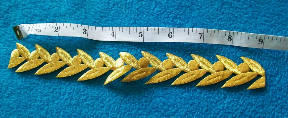 Embroidered Iron-on/Sew-on trim - 2 different pieces - gold-coloured thread - Image 2 of 4