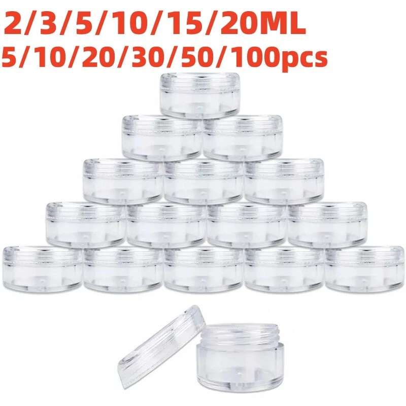 2/3/5/10/15/20g Empty Plastic Clear Cosmetic Jars Makeup Container Sample Pots - image 2 of 4