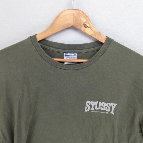 Stussy Burly Threads Tee Medium Dark Green Double Sided Short Sleeve Mens Stüssy - Picture 6 of 14