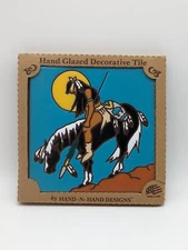 Hand n Hand Designs Earthtones Tile Art - Native American Horseback Trail