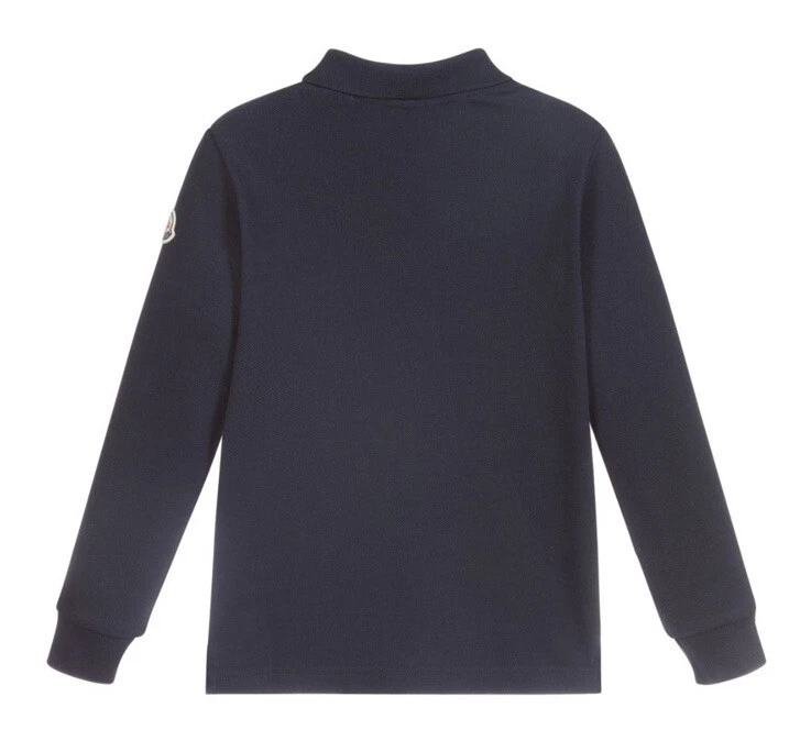 NUEVO Auténtico Polo Moncler Azul Marino Niños Niños Pequeños Rayas 10 Años Foto 2 de 4