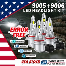 New 9005 9006 LED Headlights Kit COMBO Bulbs HIGH LOW Beam Super White Bright