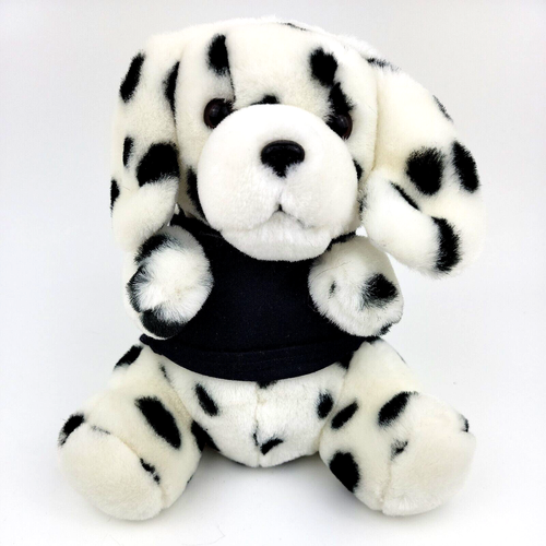 Vintage Logo Bear Dalmatian Dog Plush 9 in Black Shirt Stuffed Animal Toy 1994