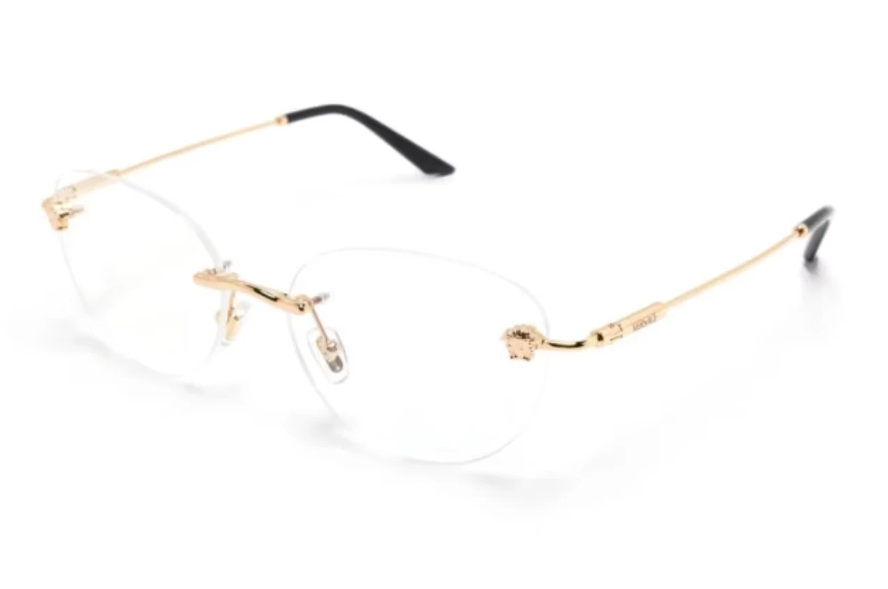 New VERSACE Eyeglasses MOD. 1305 1002 55 16 140 Shiny G Rimless Frames