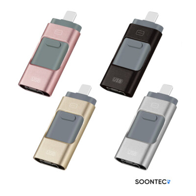 SOONTEC 256GB/128GB/64GB USB 3.0 Stick 3 in 1 Flash Drive Android/PC/iPhone