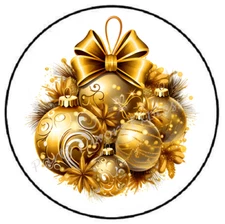 GOLD ORNAMENTS CHRISTMAS ENVELOPE SEALS LABELS STICKERS PARTY FAVORS