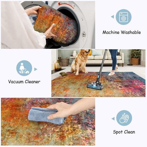 Vibrant 5'x7' Modern Abstract Rug - Machine Washable for High Traffic Areas - Picture 6 of 10